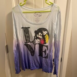 Disney XL Top Mickey Mouse Long Sleeve T-shirt Top Ombré Love